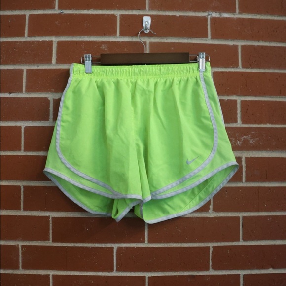 Nike Dri-FIT Tempo Running Shorts Women’s L Neon Green Reflective Athletic Gym - Picture 1 of 3